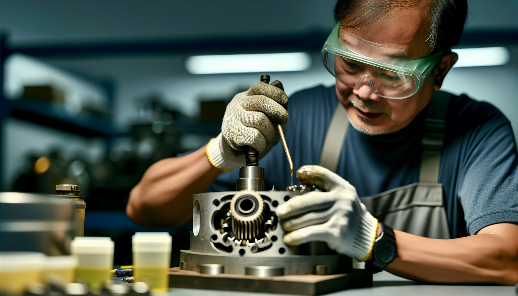 Photo of maintenance of rotary vane pump
